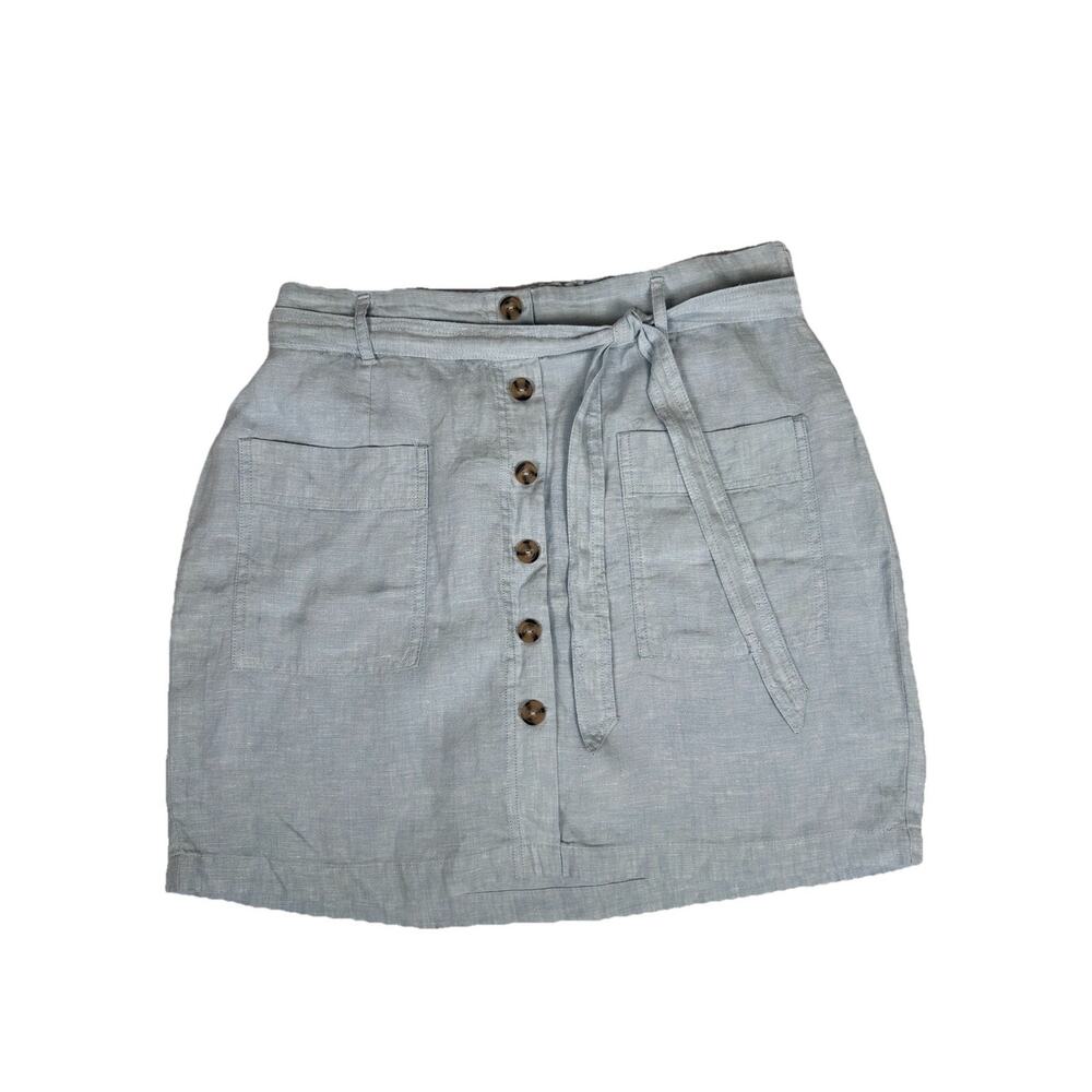 Jones & Co Jones New York Button Front Light Blue Linen Skort Size L